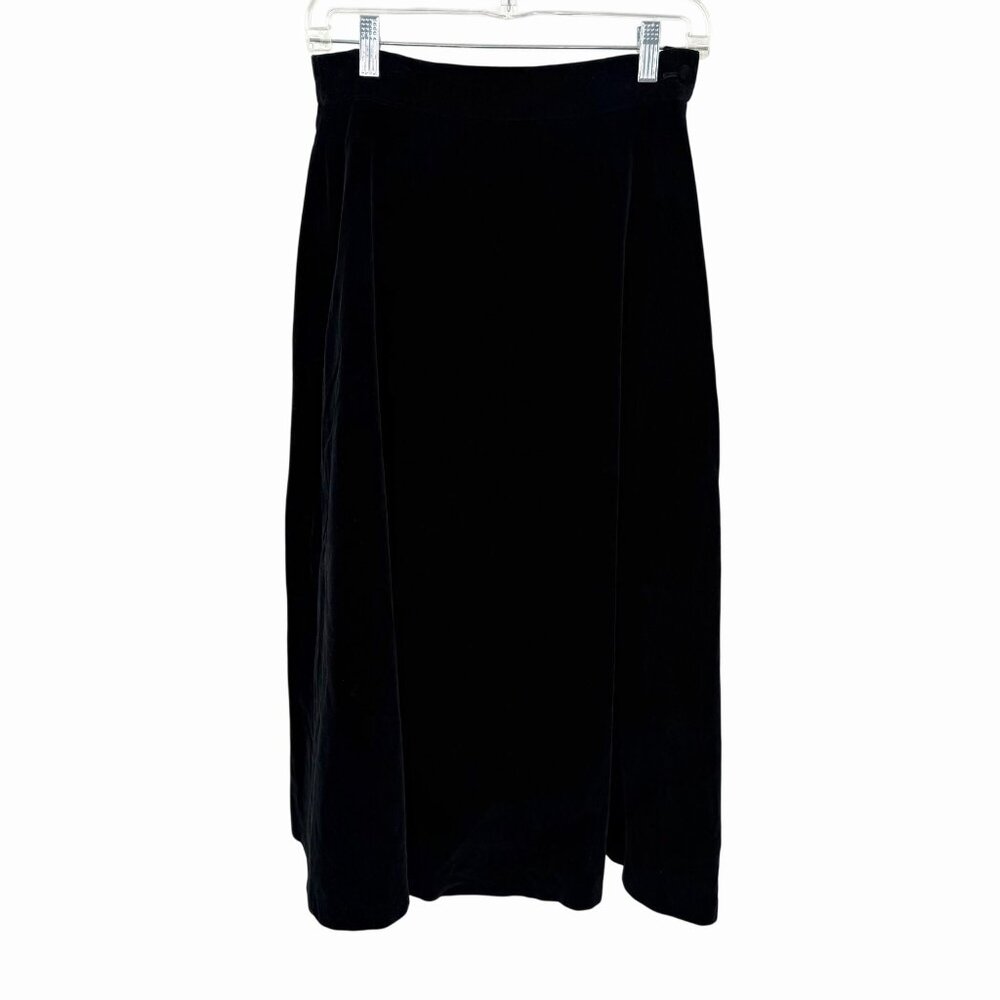 VINTAGE ALDONI BLACK VELVET A-LINE MIDI SKIRT - XS - HOLIDAY FORMAL